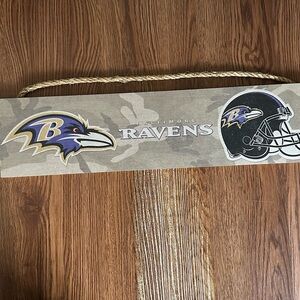 NFL Baltimore Ravens Wooden Wall Decor - 16”x 4”- Excellent Condition